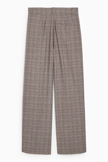 Femmes - Pantalon de toile - high waist - wide leg - à carreaux - marron clair