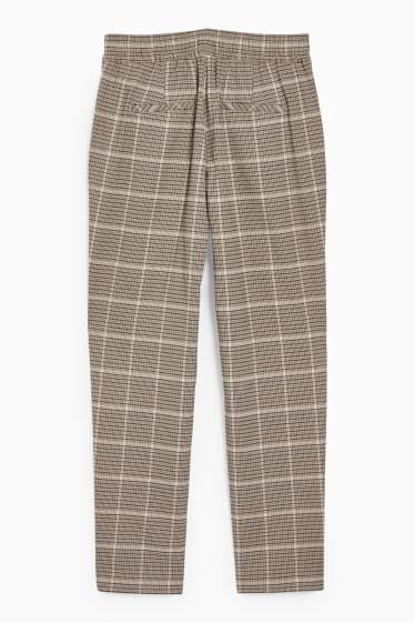 Mujer - Pantalón de tela - mid waist - tapered fit - de cuadros - gris / beis