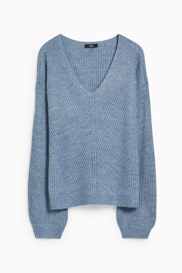 Damen - Pullover - blau-melange