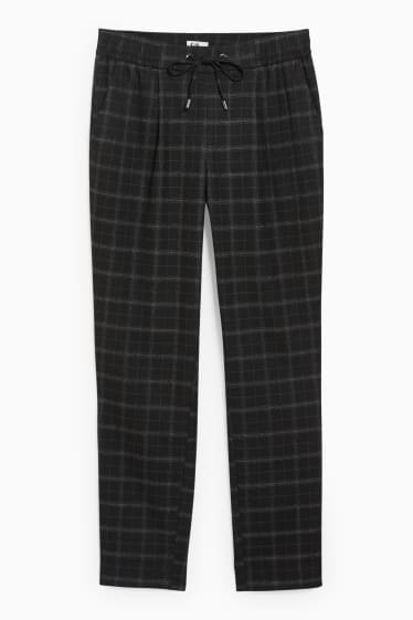 Femei - Pantaloni de stofă - talie medie - tapered fit - în carouri - negru