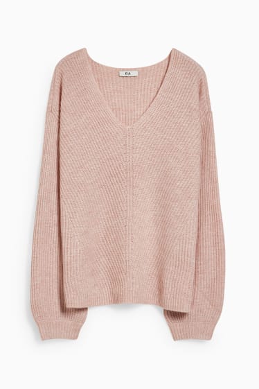 Femmes - Pull - rose pâle-chiné