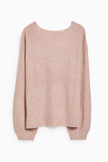 Femmes - Pull - rose pâle-chiné