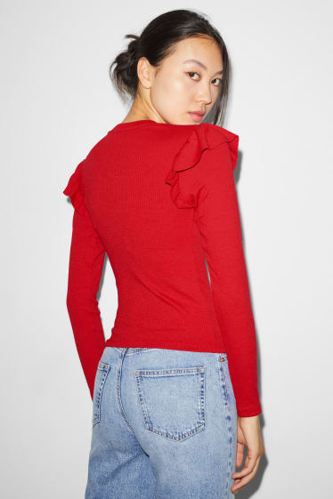 Kobiety - CLOCKHOUSE - bluzka z długim rękawem - czerwony