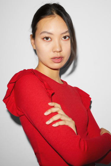 Mujer - CLOCKHOUSE - camiseta de manga larga - rojo
