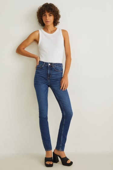 Damen - Slim Jeans - High Waist - jeansblau