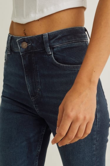 Kobiety - Slim jeans - wysoki stan - dżins-ciemnoniebieski