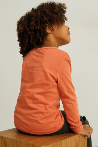 Dětské - Multipack 2 ks - tričko s dlouhým rukávem - tmavě oranžová