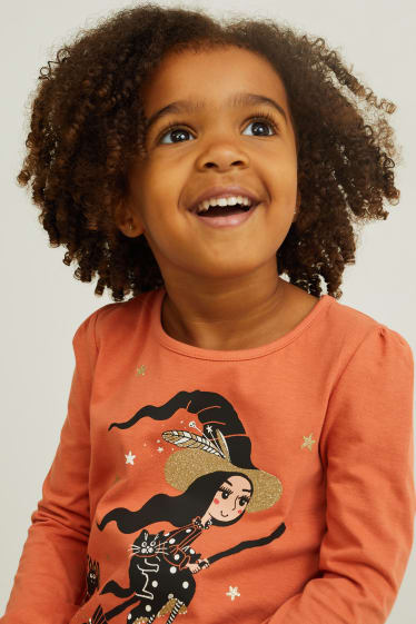 Dětské - Multipack 2 ks - tričko s dlouhým rukávem - tmavě oranžová