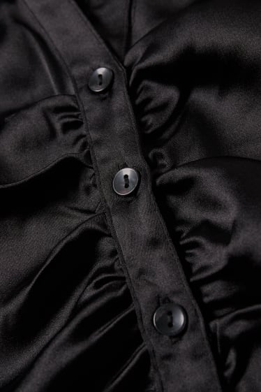 Femei - CLOCKHOUSE - bluză crop din satin - negru