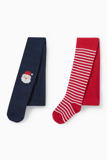 Bébés - Lot de 2 - collants de Noël pour bébé - bleu foncé