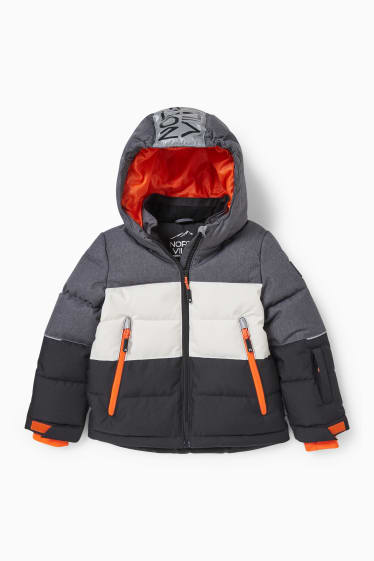 Enfants garçons - Veste de ski à capuche - gris chiné