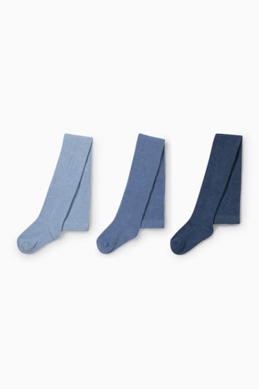 Enfants - Lot de 3 paires - collants - bleu / bleu clair