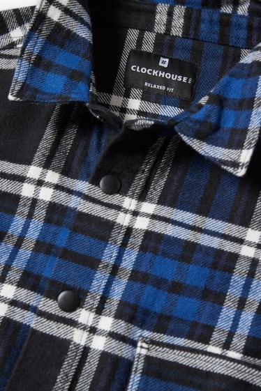 Herren - CLOCKHOUSE - Flanellhemd - Relaxed Fit - Kent - kariert - blau / schwarz