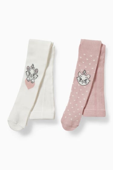 Bébés - Lot de 2 - Les Aristochats - collants pour bébé - blanc / rose