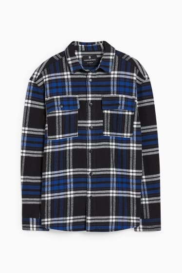 Herren - CLOCKHOUSE - Flanellhemd - Relaxed Fit - Kent - kariert - blau / schwarz