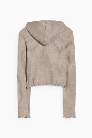 Femmes - CLOCKHOUSE - gilet de maille à capuche - beige chiné