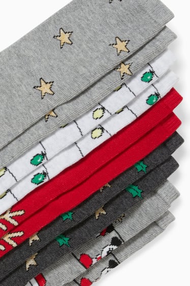 Enfants - Lot de 5 paires - Panda - chaussettes de Noël à motif - coloré