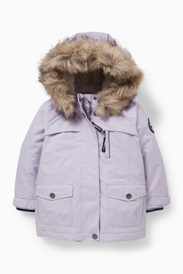 Niños - Parka con capucha y pelo sintético - invierno - violeta claro