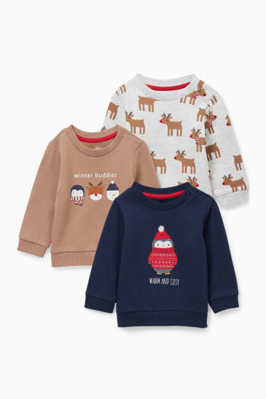 Bebés - Pack de 3 - jerséis navideños para bebé - azul oscuro