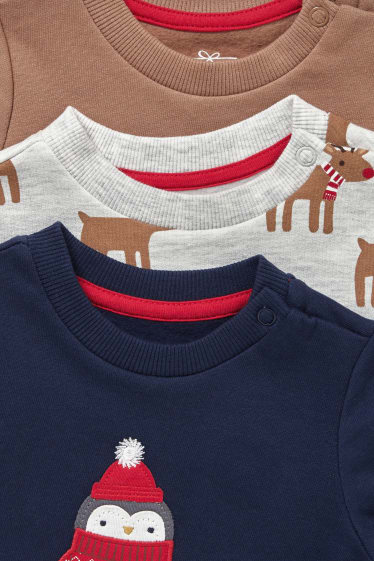 Bebés - Pack de 3 - jerséis navideños para bebé - azul oscuro