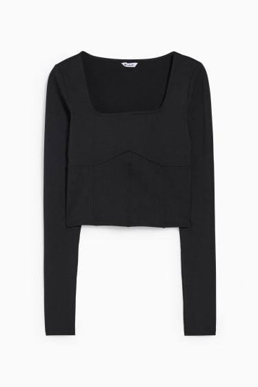 Tieners & jongvolwassenen - CLOCKHOUSE - crop longsleeve - zwart