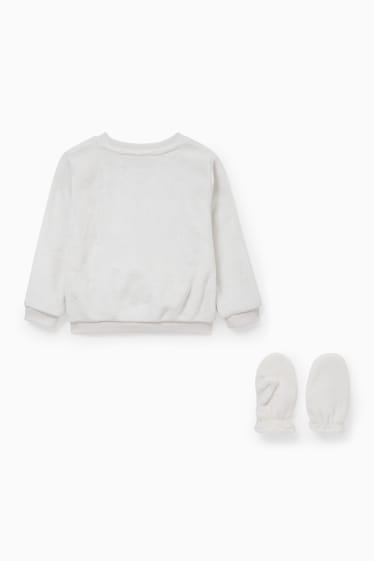 Kinder - Einhorn - Set - Sweatshirt und Fäustlinge - 2 teilig - cremeweiß