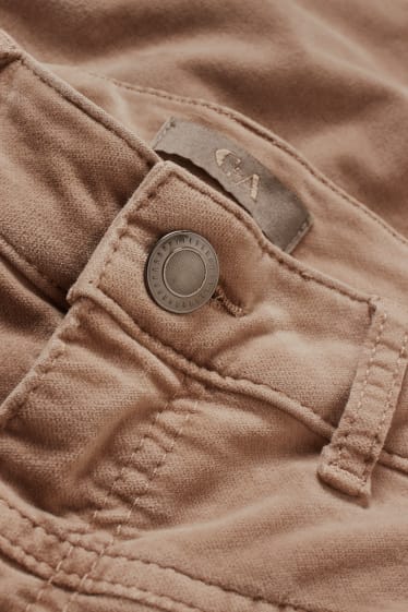 Femmes - Pantalon de velours - mid-waist - coupe droite - beige