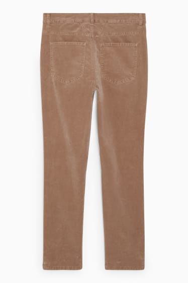 Damen - Samthose - Mid Waist - Straight Fit - beige