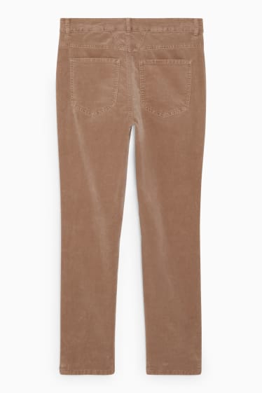 Femmes - Pantalon de velours - mid-waist - coupe droite - beige