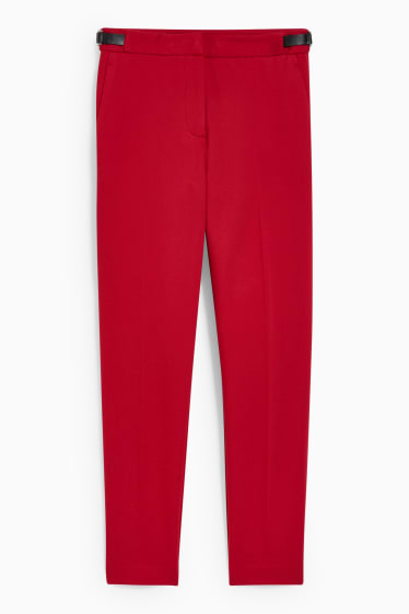 Femmes - Pantalon de toile - mid-waist - slim fit - rouge