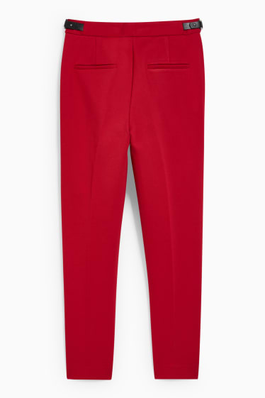 Femmes - Pantalon de toile - mid-waist - slim fit - rouge