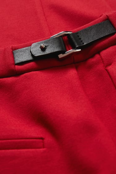 Dámské - Plátěné kalhoty - mid waist - slim fit - červená