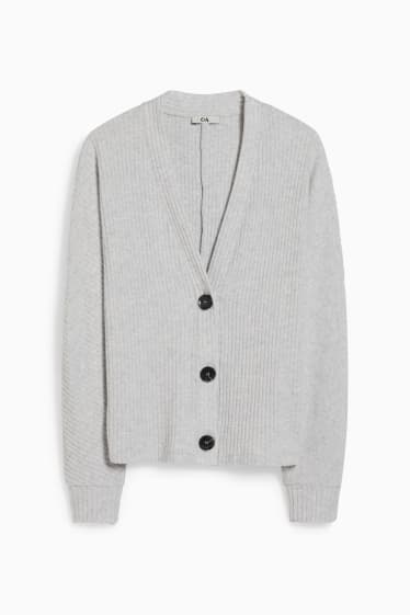 Damen - Strickjacke - hellgrau-melange