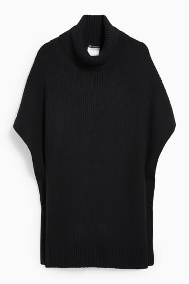 Femmes - Poncho de maille en cachemire mélangé - noir