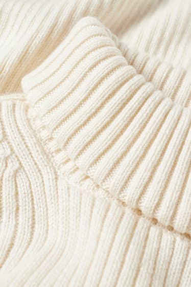 Donna - Poncio lavorato a maglia con componente di cashmere - bianco crema