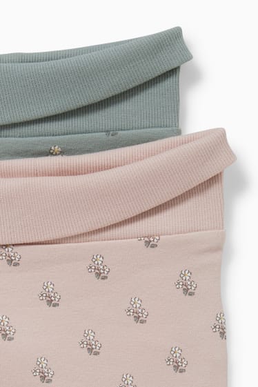Bébés filles - Lot de 2 - leggings chauds pour bébé - motif floral - vert / rose