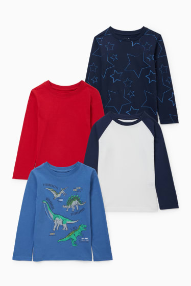 Dětské - Multipack 4 ks - tričko s dlouhým rukávem - modrá