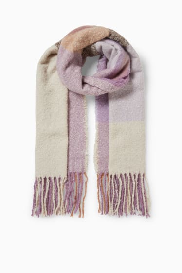 Women - Bouclé scarf - check - light violet