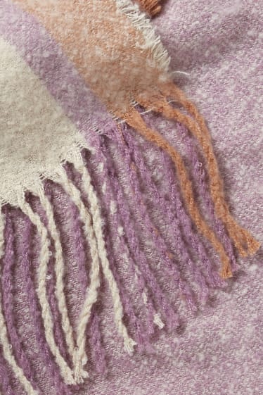 Women - Bouclé scarf - check - light violet