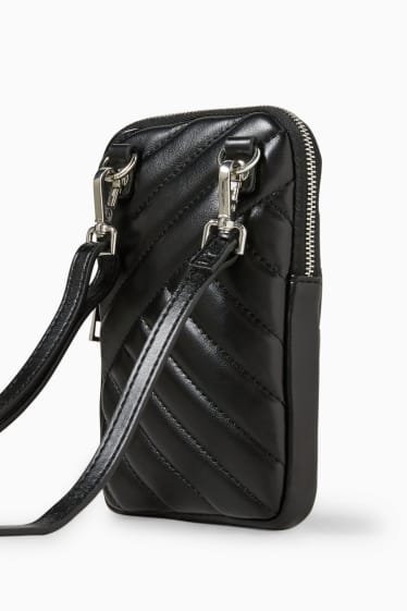 Women - Phone bag - faux leather - black
