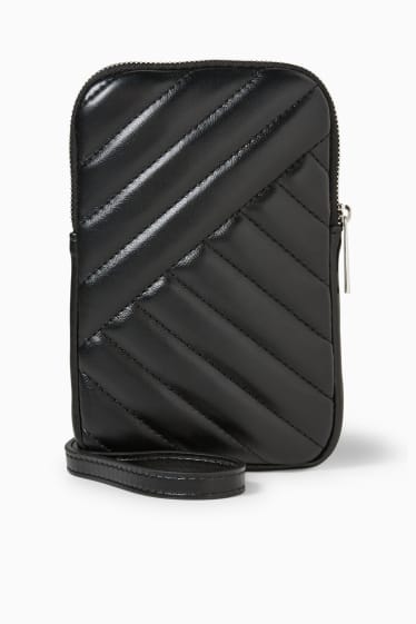 Dames - Smartphonetasje - imitatieleer - zwart