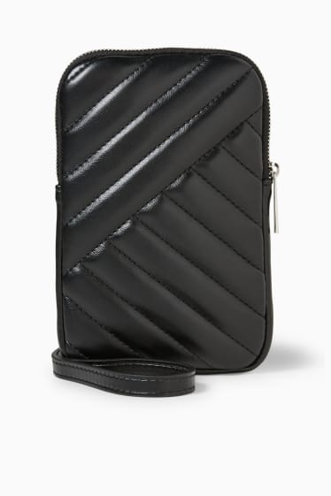 Women - Phone bag - faux leather - black