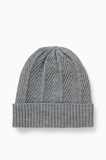 Herren - Strick-Mütze - grau-melange