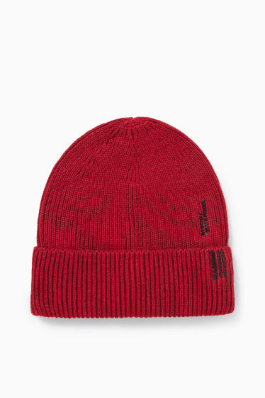 Uomo - Berretto in maglia - rosso scuro