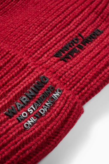 Uomo - Berretto in maglia - rosso scuro