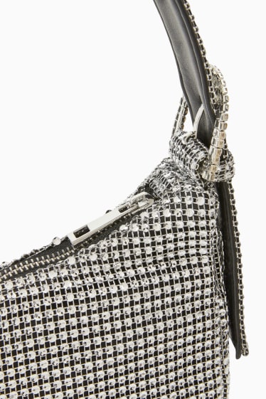 Donna - Borsetta con manico - effetto brillante - argento