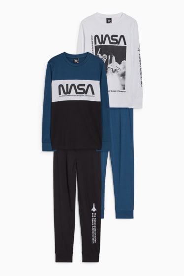 Kinderen: jongens - Set van 2 - NASA - pyjama - 4-delig - zwart / wit