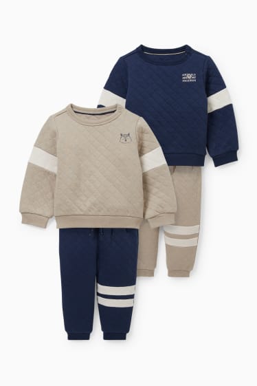 Bébés - Ensemble - 2 sweats et 2 pantalons de jogging pour bébé - 4 pièces - bleu foncé