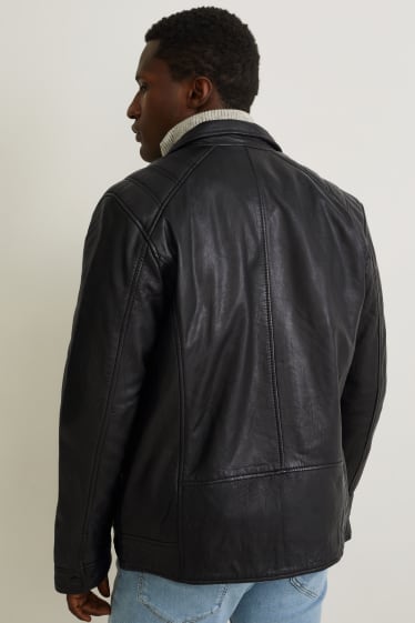 Men - Leather jacket - black