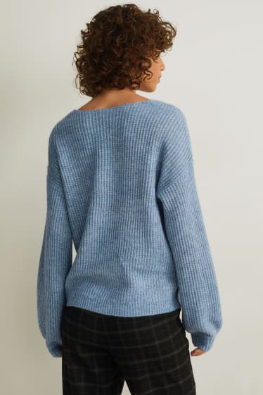 Damen - Pullover - blau-melange